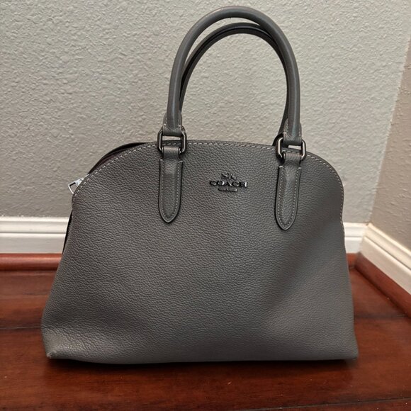 Coach Pebbled Leather Quinn Satchel – Grey Structured Handbag - Picture 9 of 17